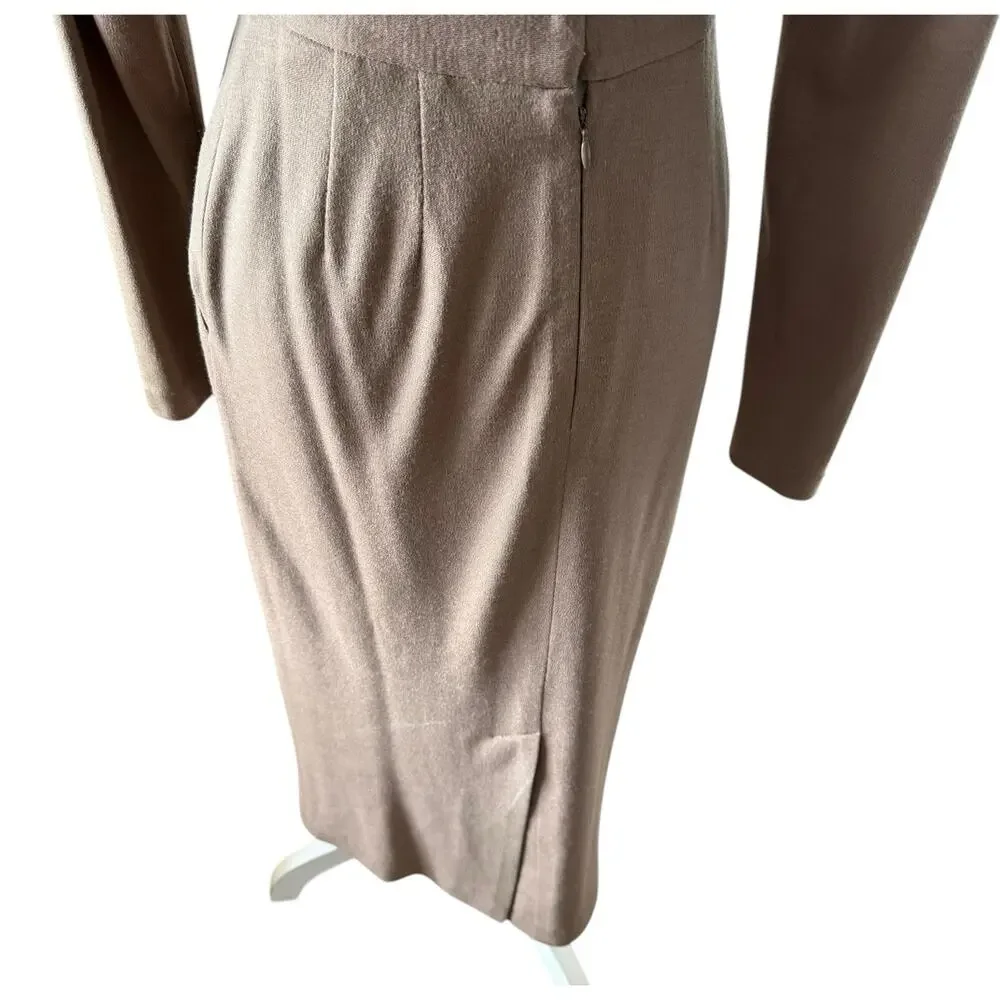 Vintage Anne Klein Wool Sweater Skirt Set Mocha Brown 6